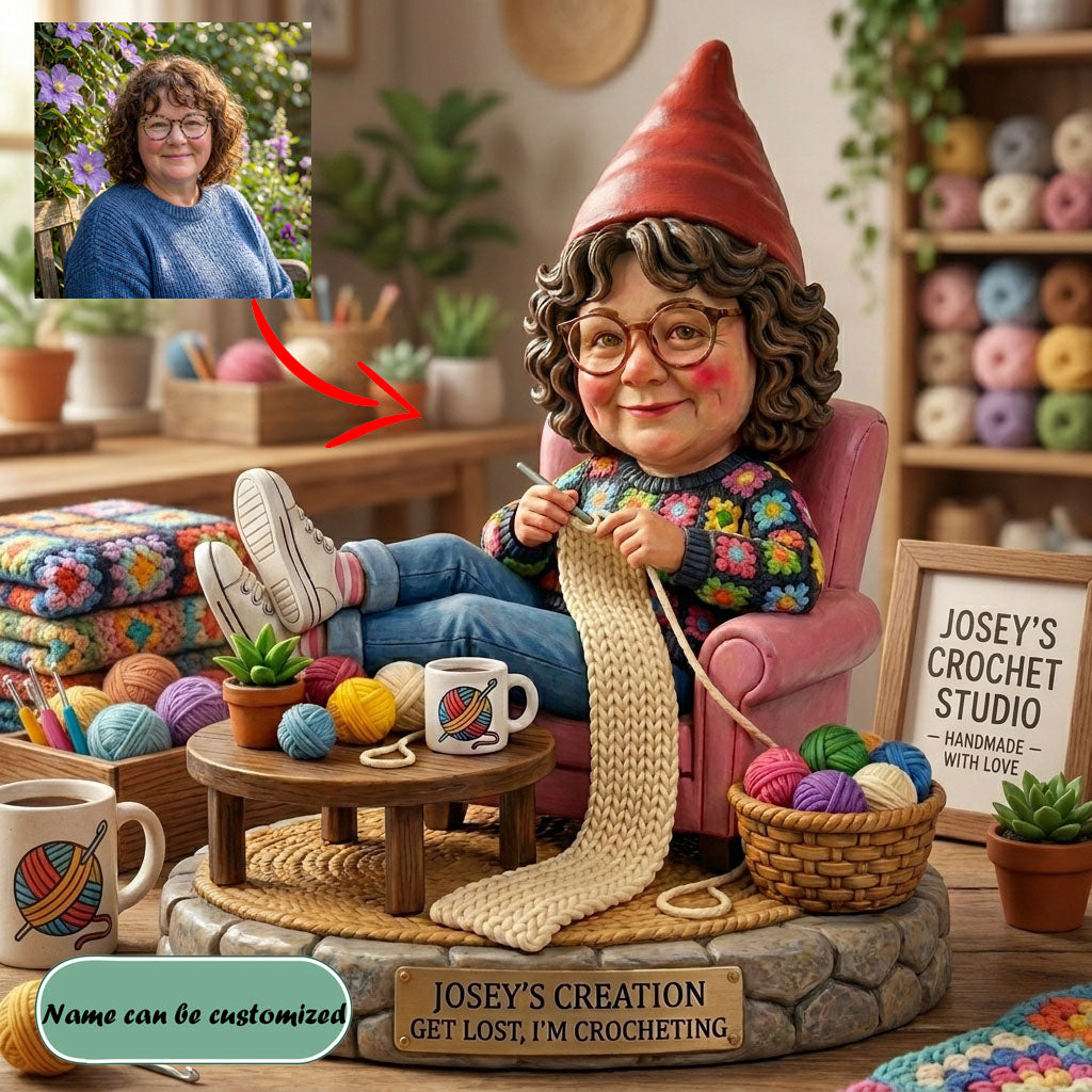 Custom Cute Crochet Lover Gnome From Photo Personalized Custom Acrylic Plaque