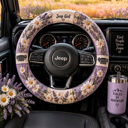 Jeep Girl Daisy & Lavender Floral Steering Wheel Cover