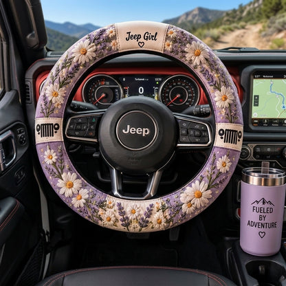 Jeep Girl Daisy & Lavender Floral Steering Wheel Cover