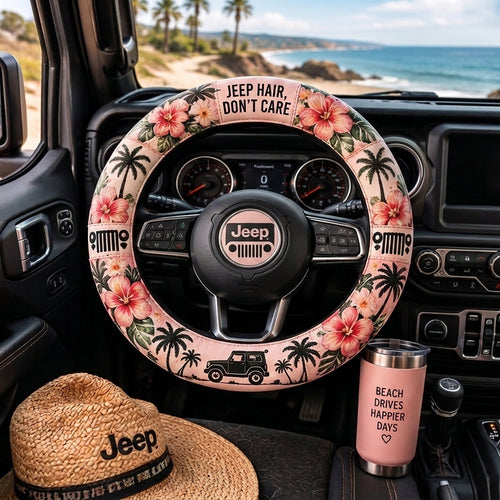 Jeep Hair Don’t Care Floral Steering Wheel Cover