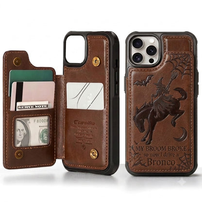 My Broom Broke So Now I Drive A Bronco Leather Phone Case