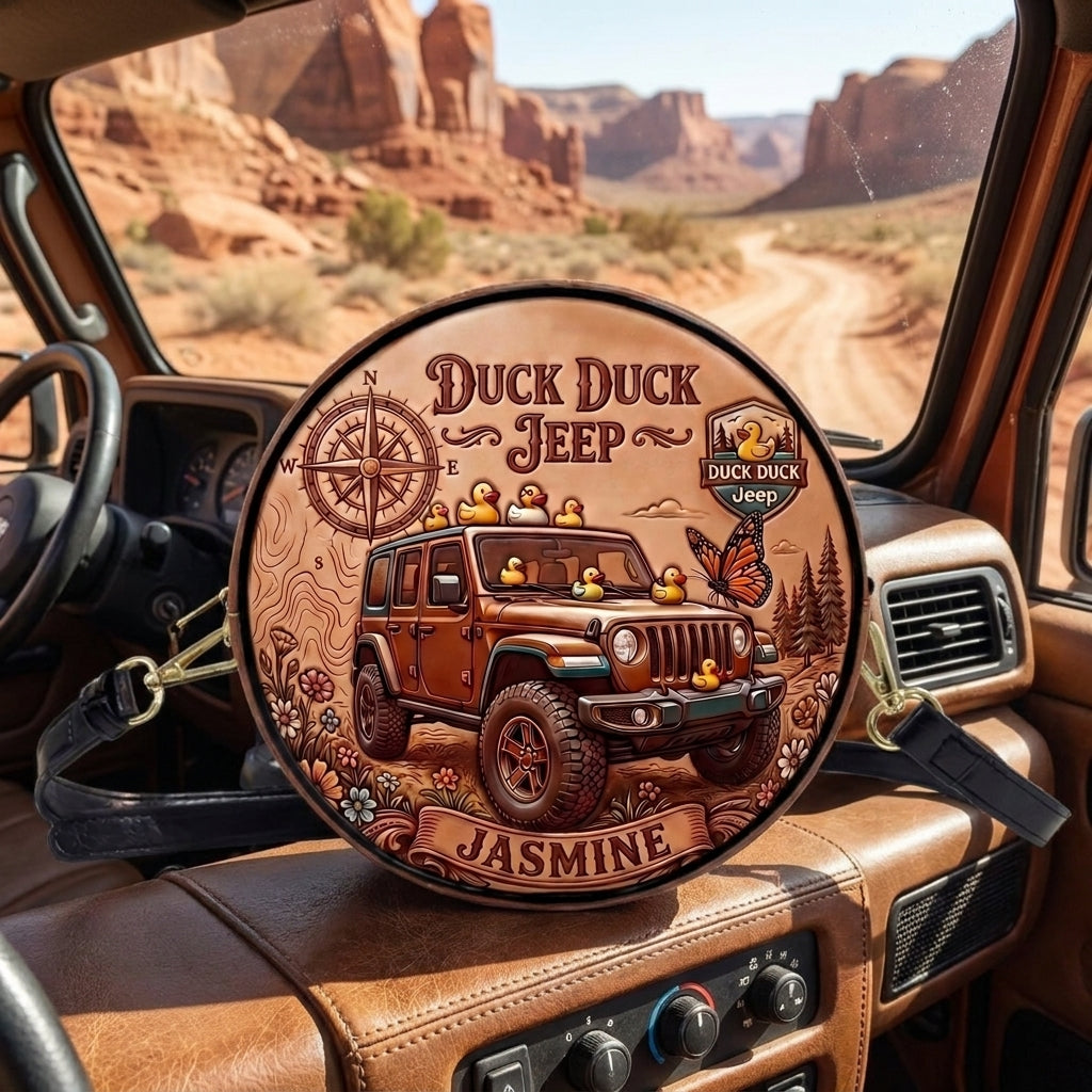 Duck Duck Jeep Personalized Circle Leather Crossbody Bag