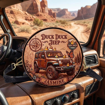Duck Duck Jeep Personalized Circle Leather Crossbody Bag