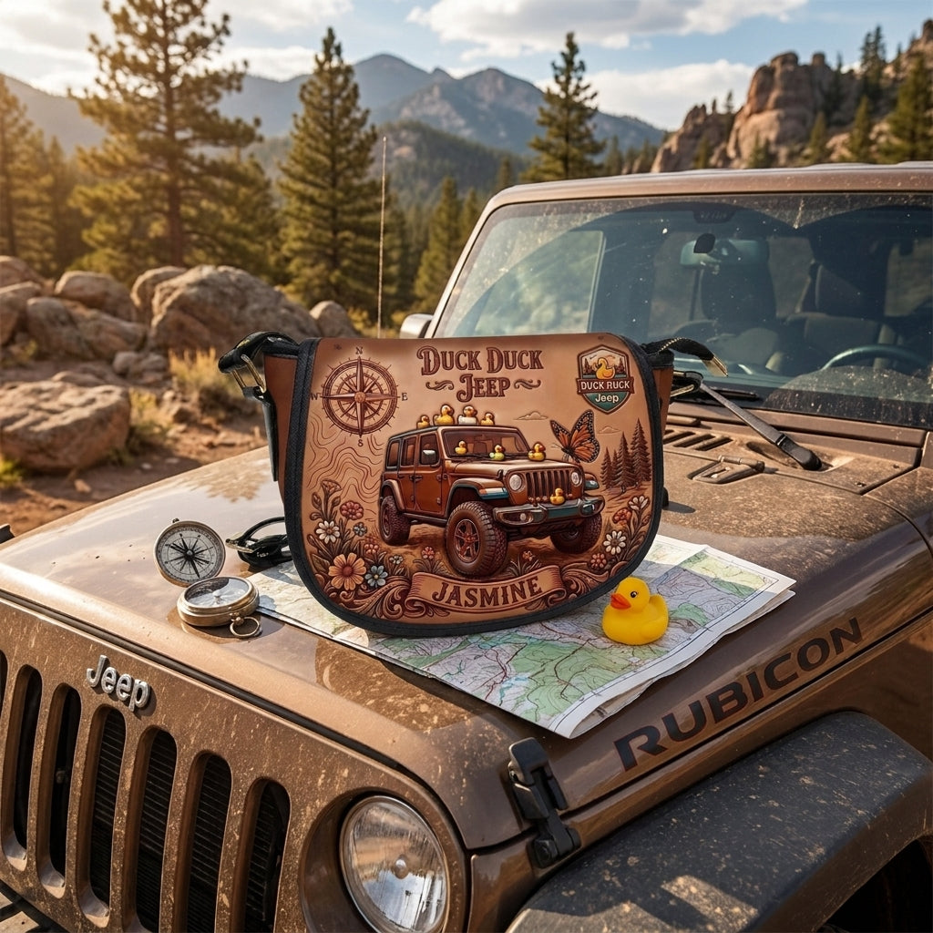 Duck Duck Jeep Personalized Leather Saddle Bag