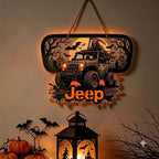 Jeep Skull V2 Luminous Wooden Sign