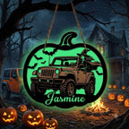 Jeep Witch Personalized Luminous Wooden Sign