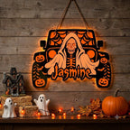 Jeep Skull Personalized Luminous Wooden Sign