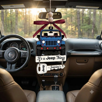 It's A Jeep Thing Wooden Ornament With Wooden Tag