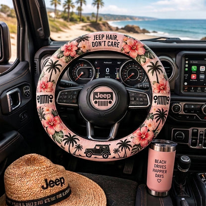 Jeep Hair Don’t Care Floral Steering Wheel Cover