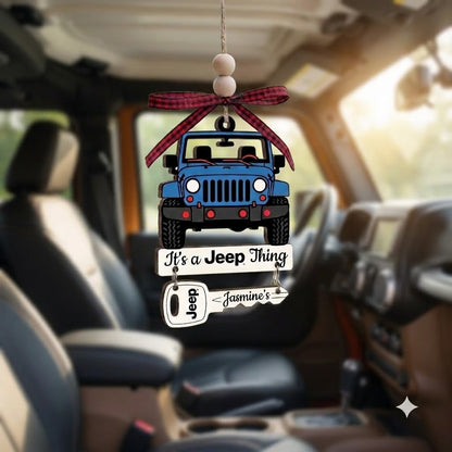 It's A Jeep Thing Wooden Ornament With Wooden Tag
