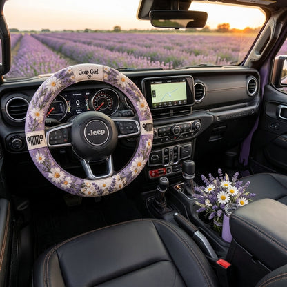 Jeep Girl Daisy & Lavender Floral Steering Wheel Cover