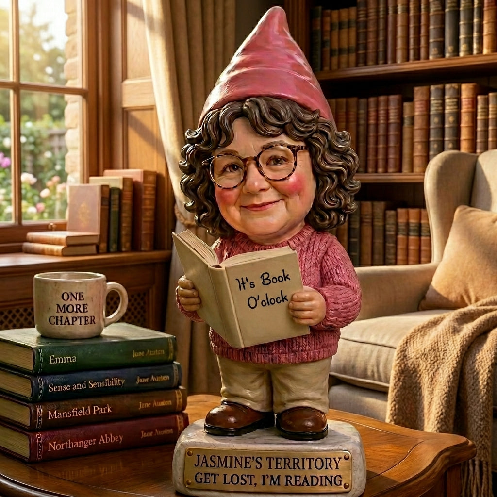 Custom Cute Book Lover Gnome From Photo Personalized Custom Acrylic Plaque