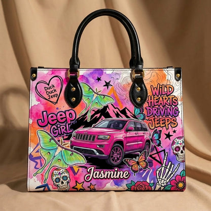 Jeep Skull Girl Personalized Leather Bag + Free Wallet