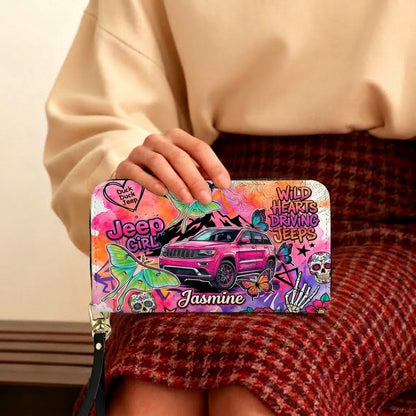 Jeep Skull Girl Personalized Leather Bag + Free Wallet