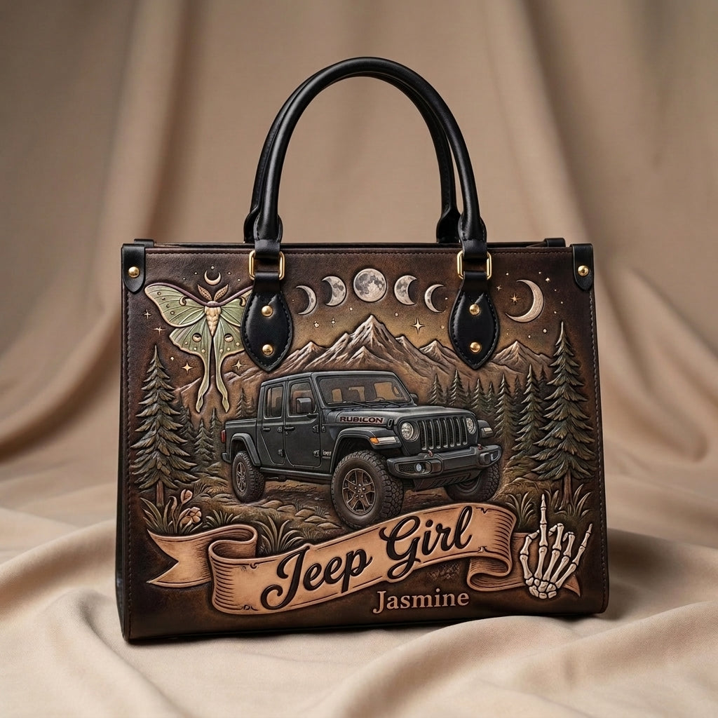 Jeep Girl By Night Personalized Leather Bag + Free Wallet