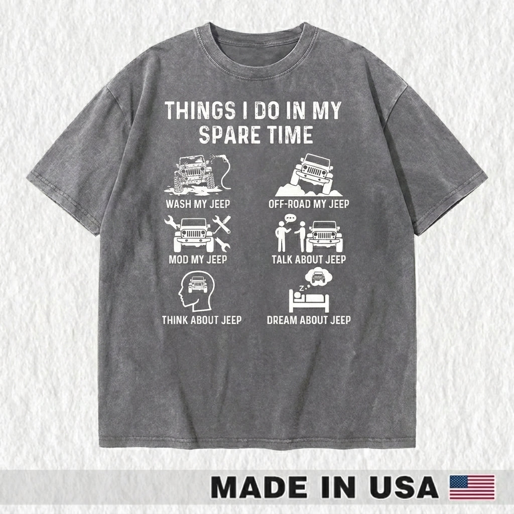 Things I Do In My Spare Time Washed Cotton T-shirt