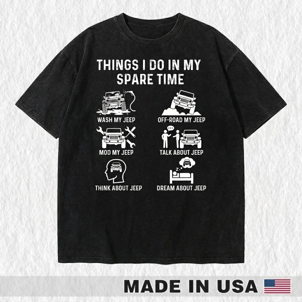 Things I Do In My Spare Time Washed Cotton T-shirt
