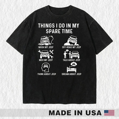 Things I Do In My Spare Time Washed Cotton T-shirt
