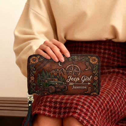 Jeep Girl Sunflower Personalized Leather Bag + Free Wallet