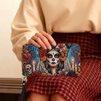 Forever In Bloom Rose Skull Lady Personalized Leather Bag + Free Wallet