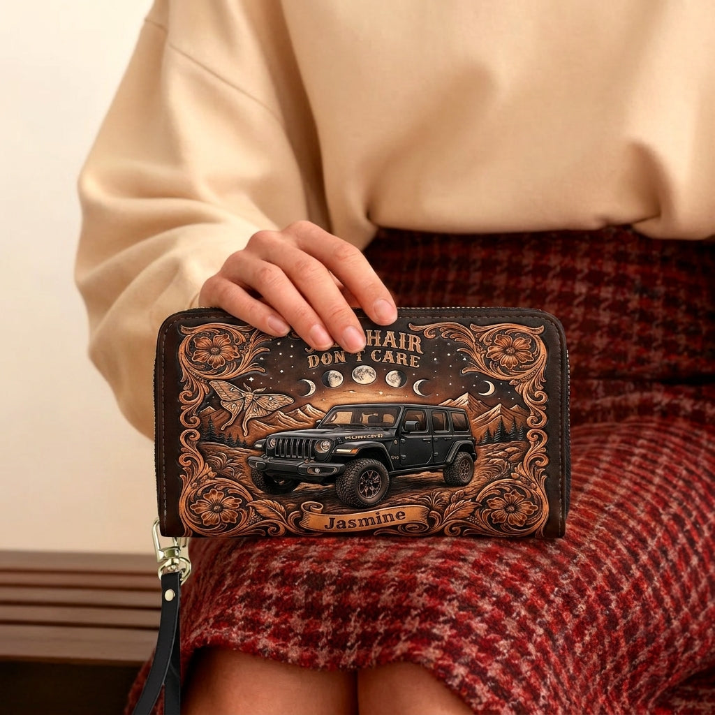 Jeep Hair Don't Care Personalized Leather Bag + Free Wallet
