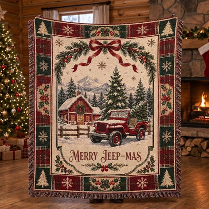 Merry Jeep-mas Woven Blanket