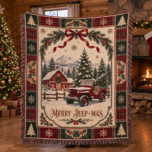 Merry Jeep-mas Woven Blanket