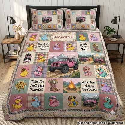 Duck Duck Jeep Girl Personalized Quilt Bedding Set