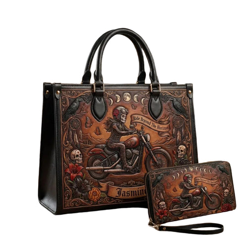 Ride Beyond The Horizon Personalized Leather Bag + Free Wallet