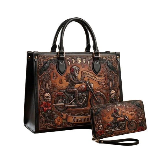 Ride Beyond The Horizon Personalized Leather Bag + Free Wallet