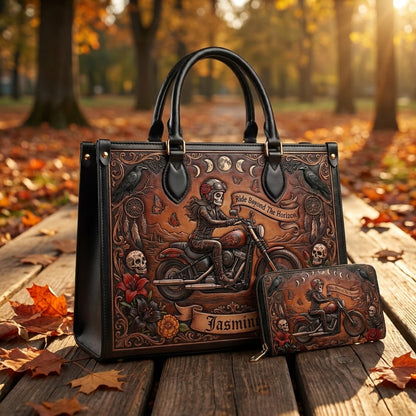 Ride Beyond The Horizon Personalized Leather Bag + Free Wallet