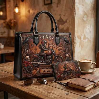 Ride Beyond The Horizon Personalized Leather Bag + Free Wallet