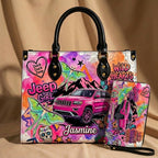 Jeep Skull Girl Personalized Leather Bag + Free Wallet
