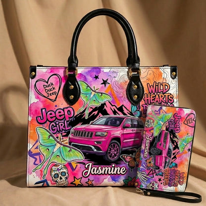 Jeep Skull Girl Personalized Leather Bag + Free Wallet