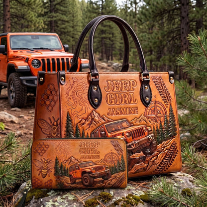 Jeep & Bee Personalized Leather Bag + Free Wallet
