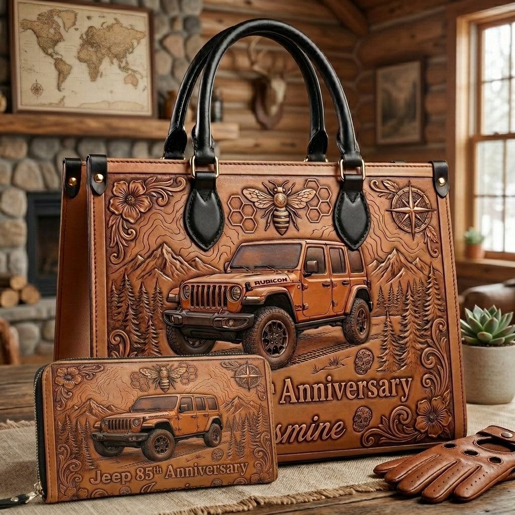 Jeep 85th Anniversary V4 Personalized Leather Bag + Free Wallet