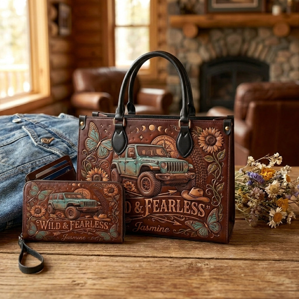 Wild & Fearless Personalized Leather Bag + Free Wallet