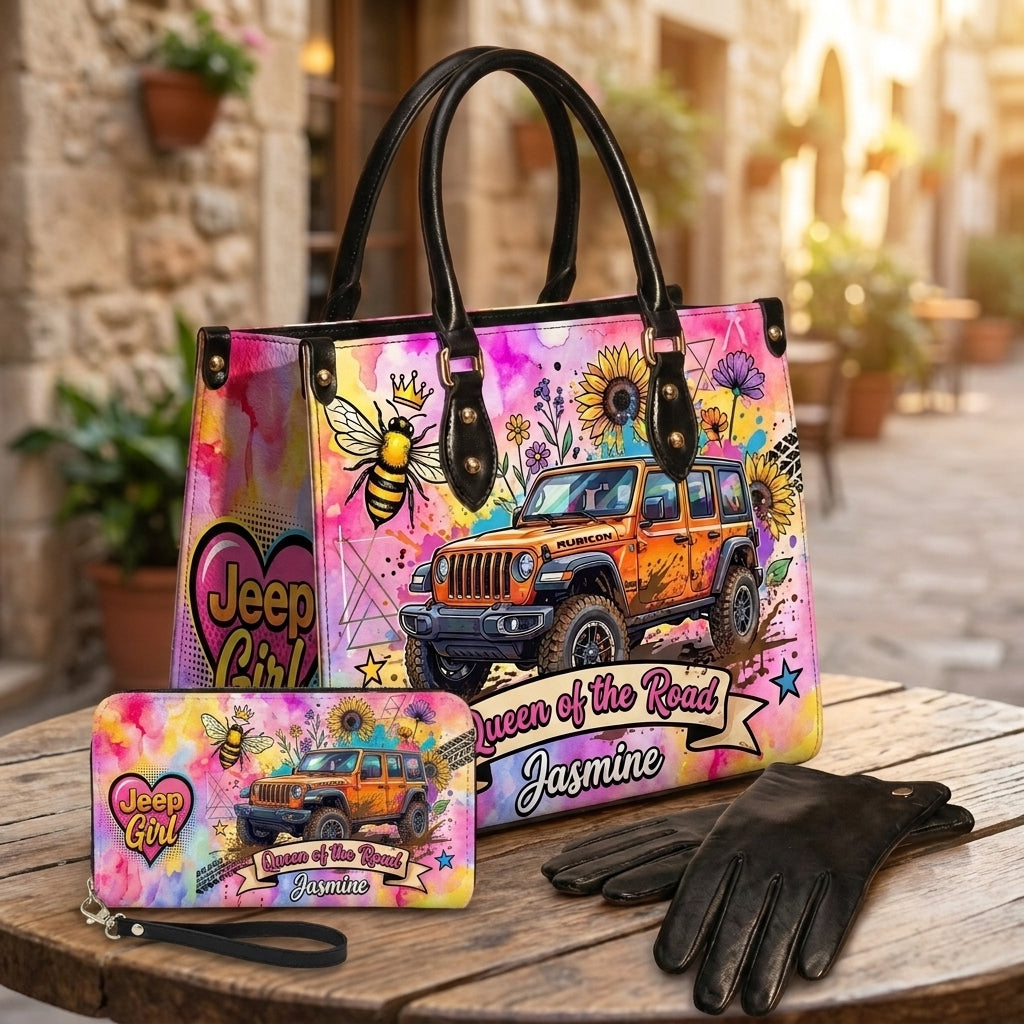 Queen Of The Road Personalized Leather Bag + Free Wallet