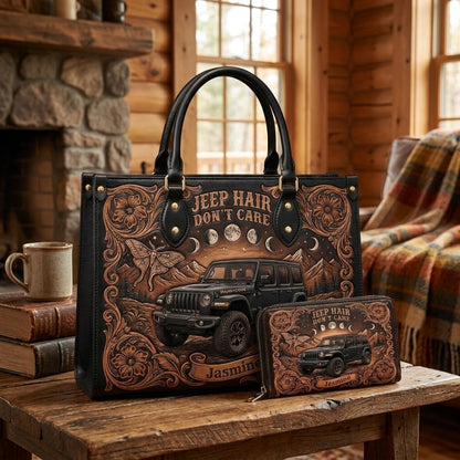 Jeep Hair Don't Care Personalized Leather Bag + Free Wallet