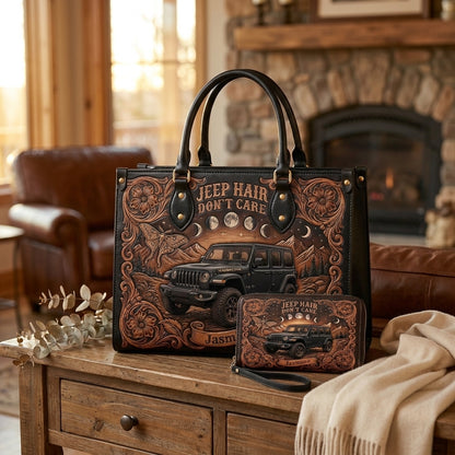 Jeep Hair Don't Care Personalized Leather Bag + Free Wallet