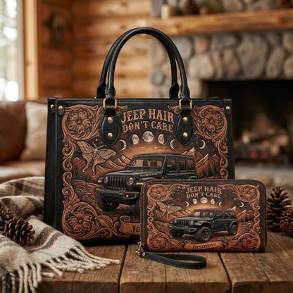 Jeep Hair Don't Care Personalized Leather Bag + Free Wallet
