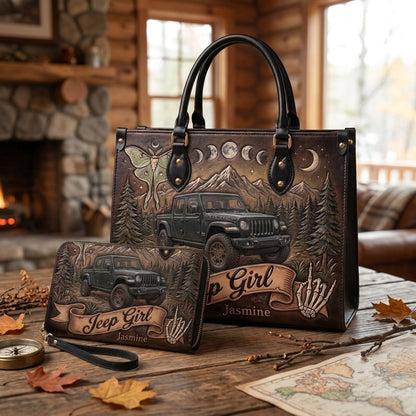 Jeep Girl By Night Personalized Leather Bag + Free Wallet