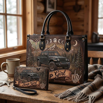 Jeep Girl By Night Personalized Leather Bag + Free Wallet