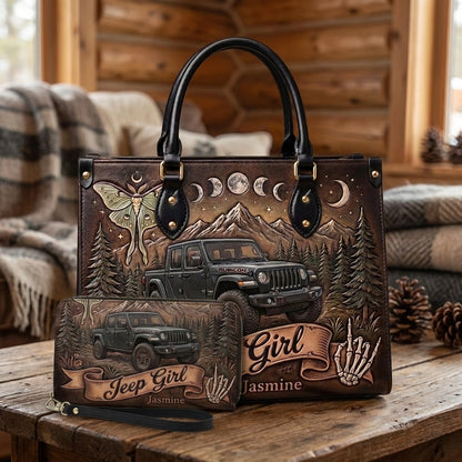 Jeep Girl By Night Personalized Leather Bag + Free Wallet