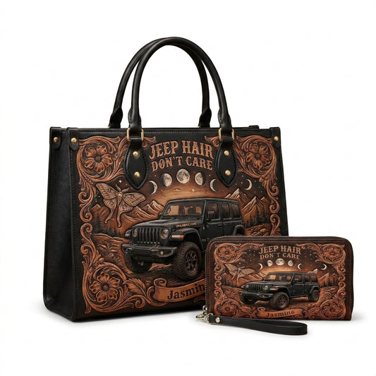 Jeep Hair Don't Care Personalized Leather Bag + Free Wallet