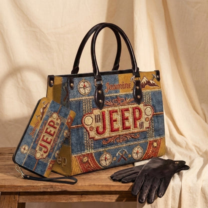 Vintage Jeep Personalized Leather Bag + Free Wallet