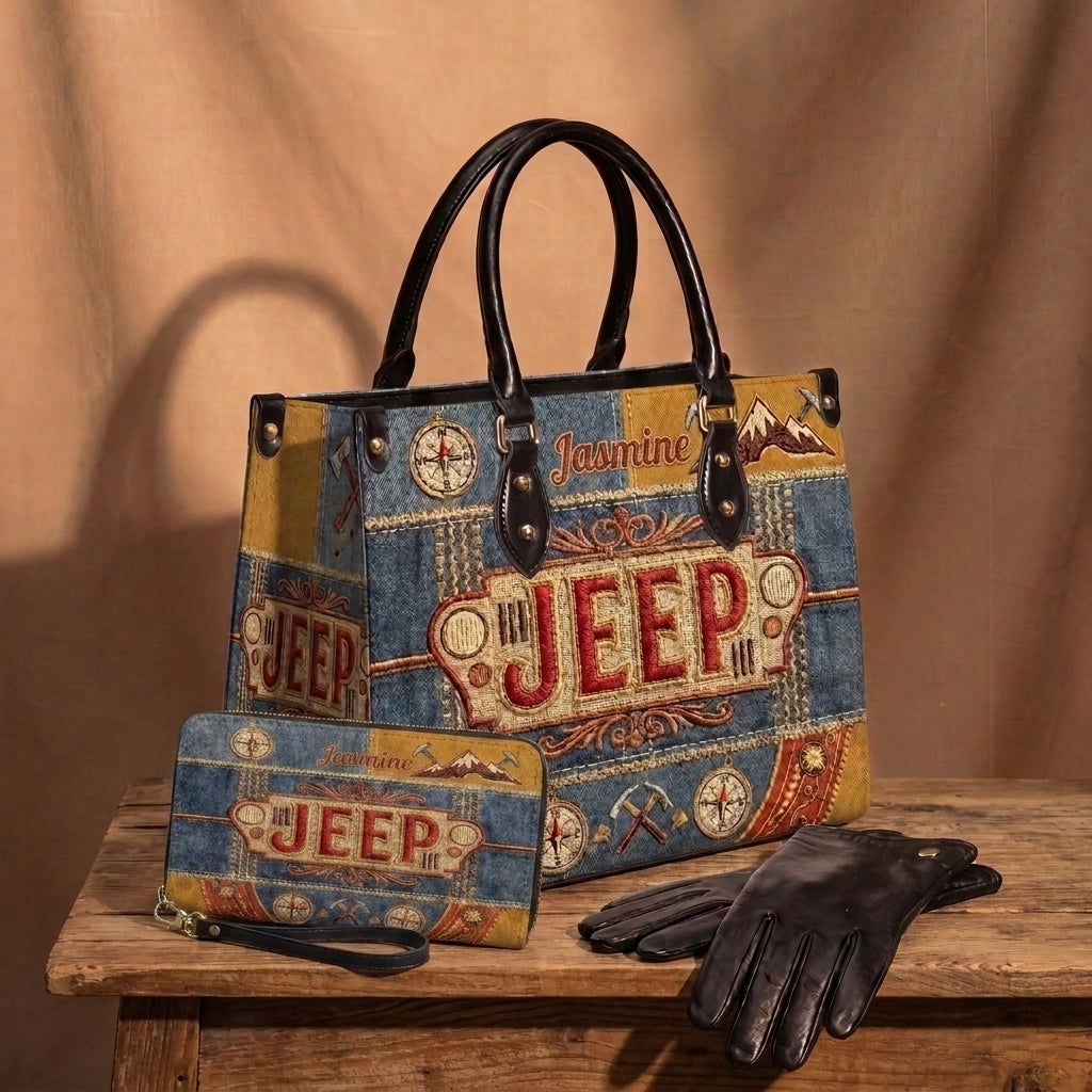 Vintage Jeep Personalized Leather Bag + Free Wallet