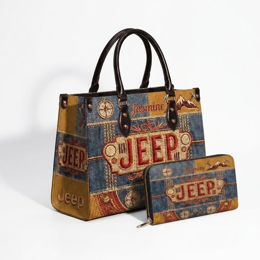 Vintage Jeep Personalized Leather Bag + Free Wallet