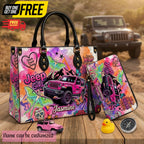 Jeep Skull Girl Personalized Leather Bag + Free Wallet