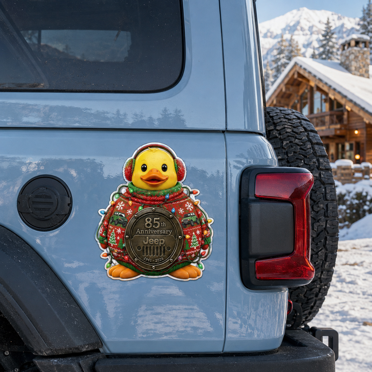 Jeep 85th anniversary Christmas duck vinyl magnet V4